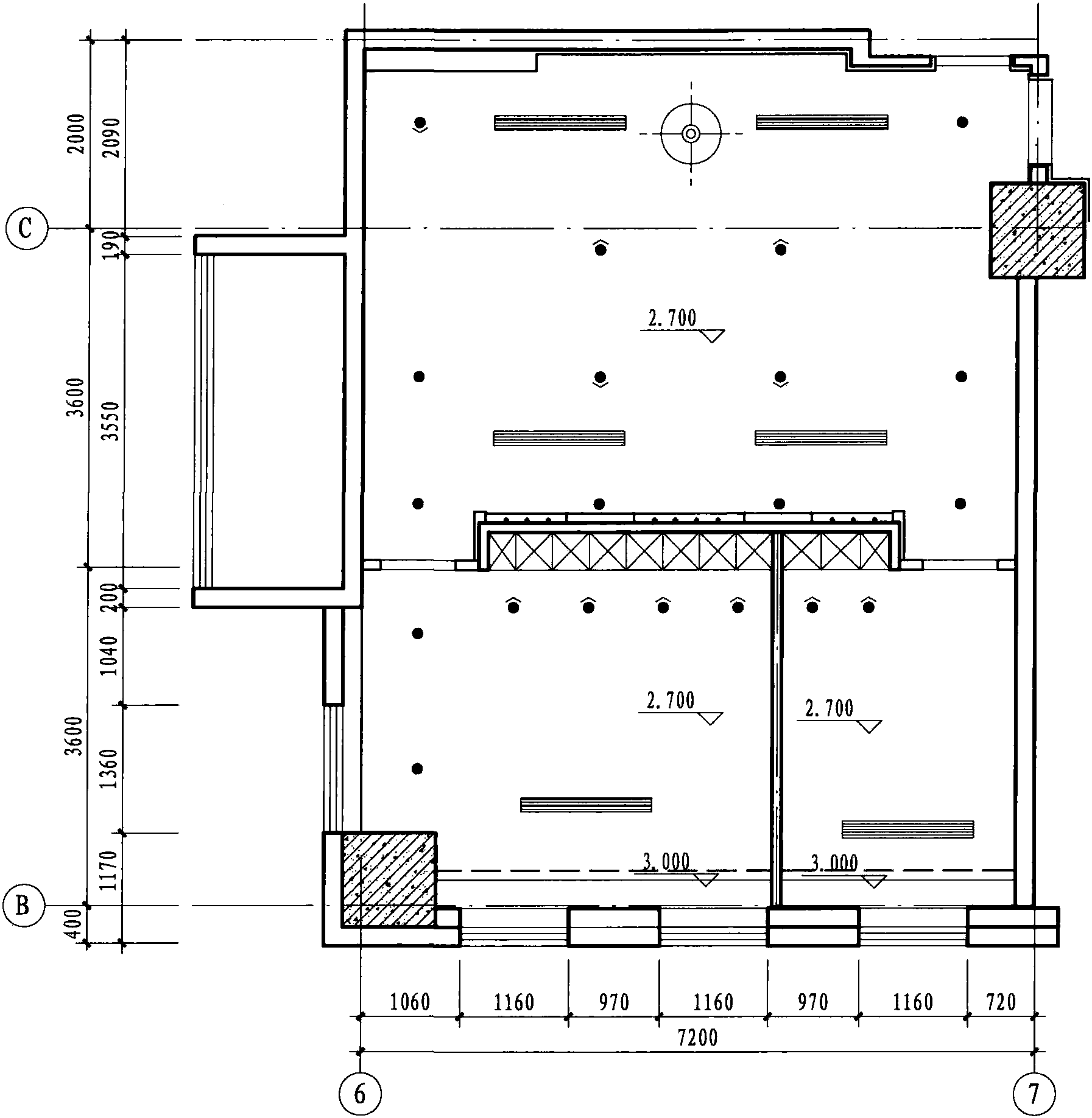 四层美容美发店天花布置图 1:75